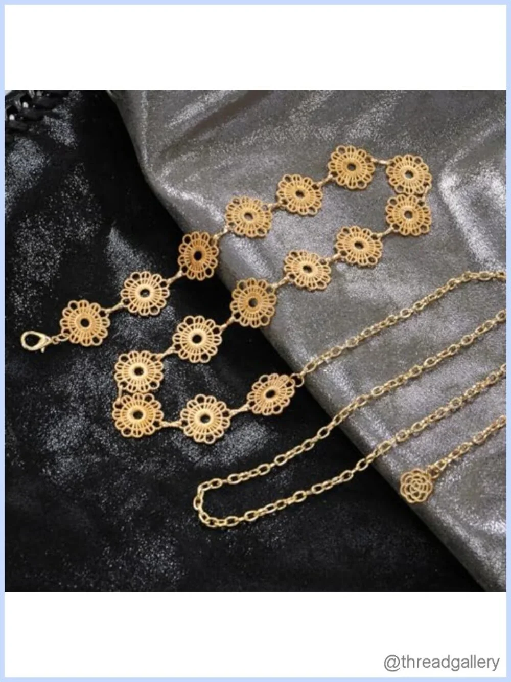 Metal Waist Chain Belt Small Flower Adjustable Women